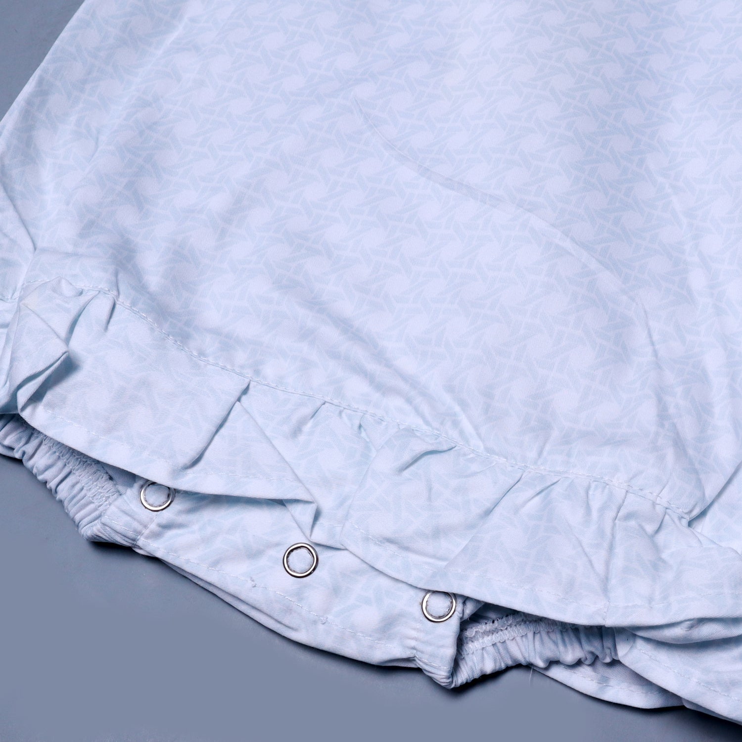 WHITE GEOMETRY DESIGN PRINTED COTTON FABRIC ROMPER