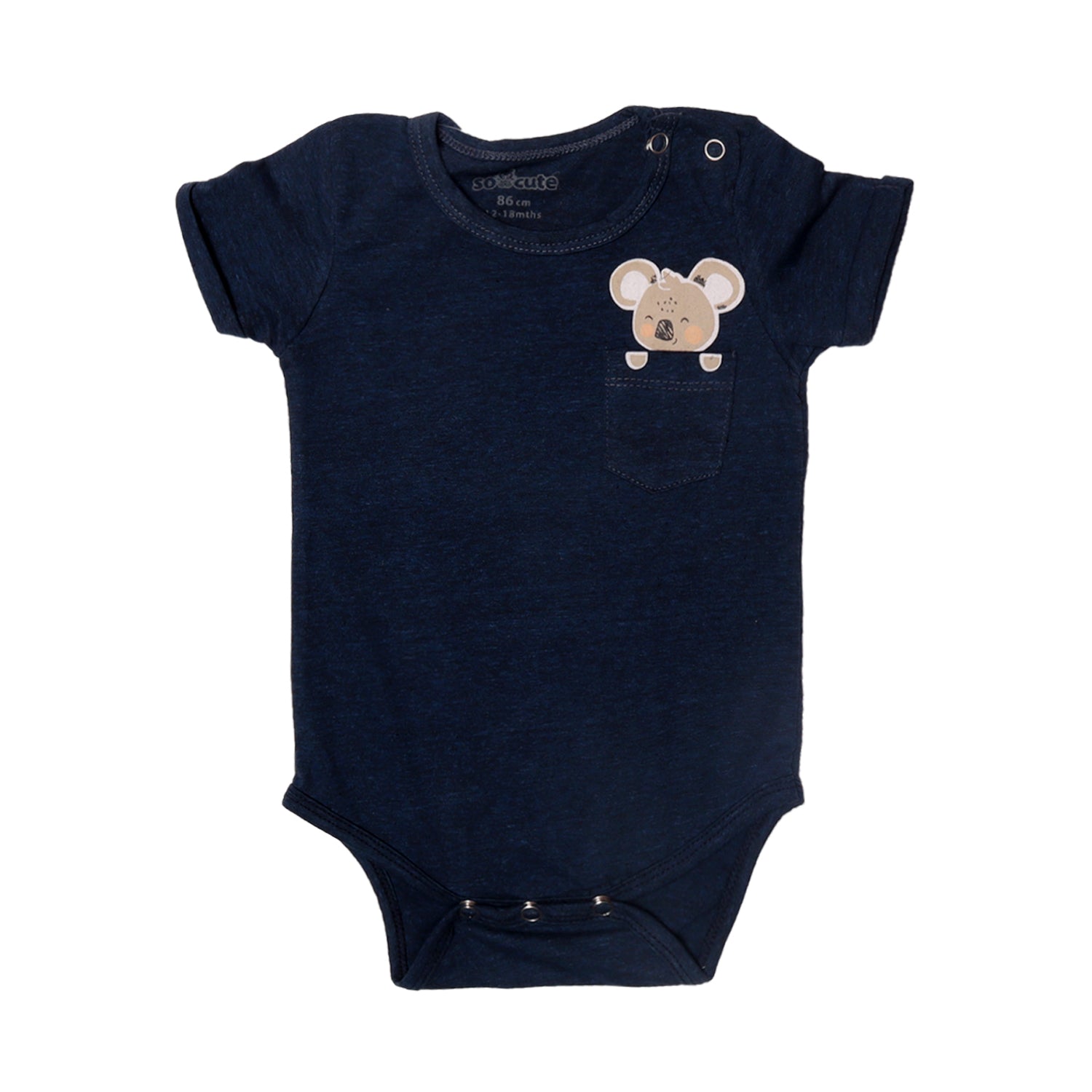 NAVY BLUE POCKET PRINTED ROMPER