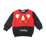RED & BLACK "LUCKY LION" PRINTED TERRY FABRIC SWEATSHIRT