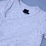HAZEL GREY PLAIN CROSS BUTTONS HALF BODY HALF SLEEVES ROMPER