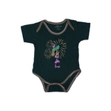 GREEN "MINNIE" PRINT HALF BODY HALF SLEEVES ROMPER