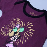 DARK PURPLE MINNIE PRINT HALF BODY HALF SLEEVES ROMPER
