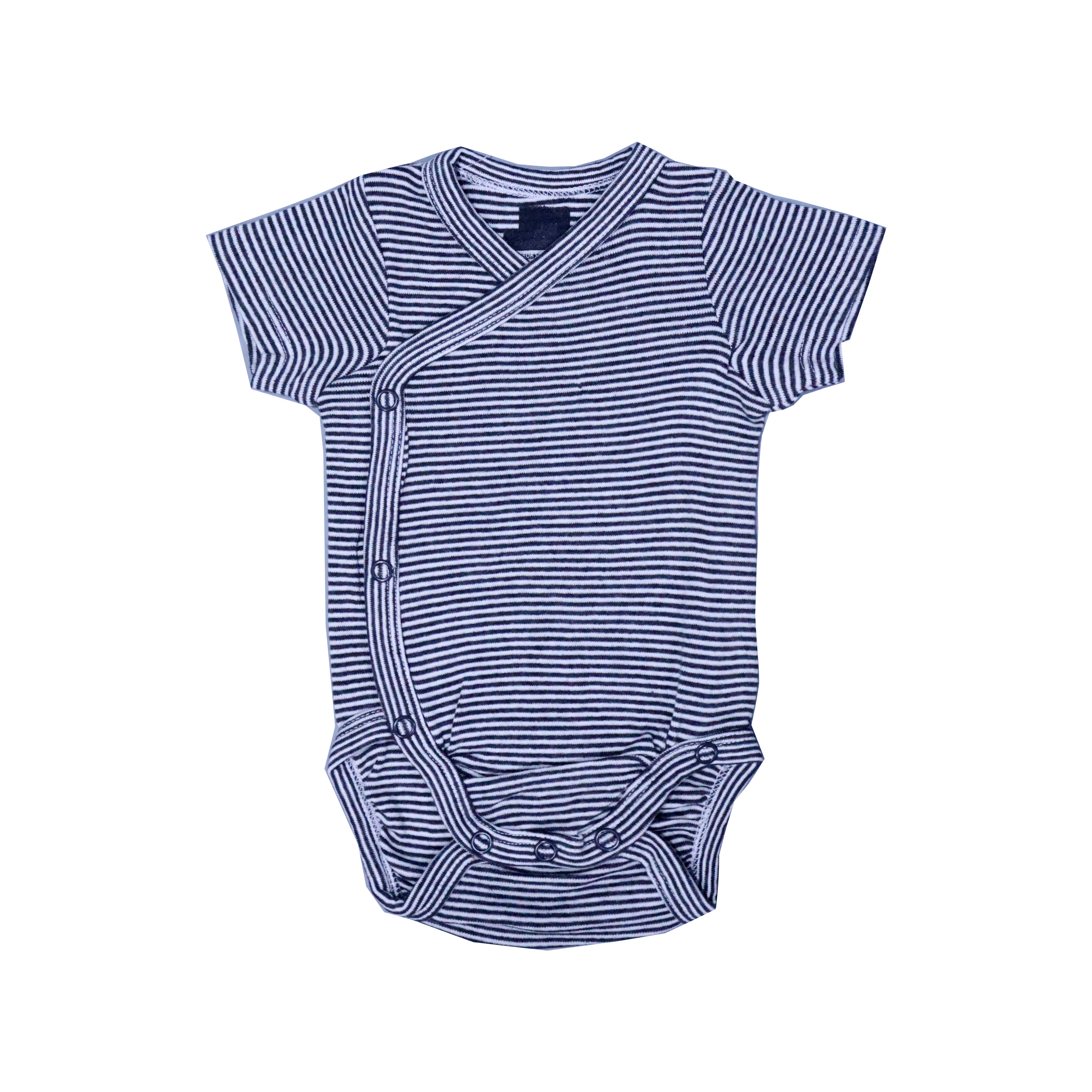 WHITE WITH BLACK STRIPES HALF BODY HALF SLEEVES ROMPER