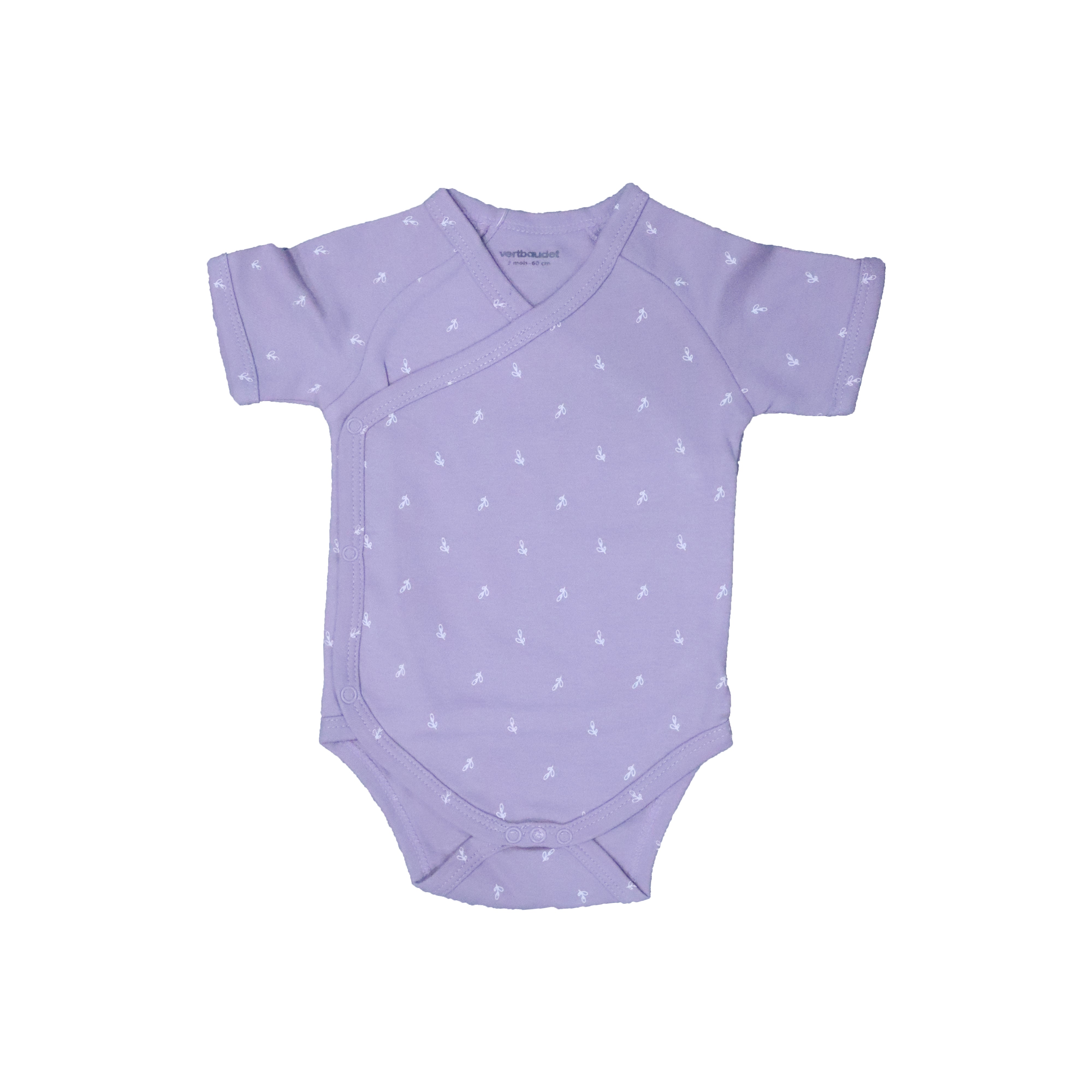 PURPLE LEAF PRINT HALF BODY HALF SLEEVES ROMPER