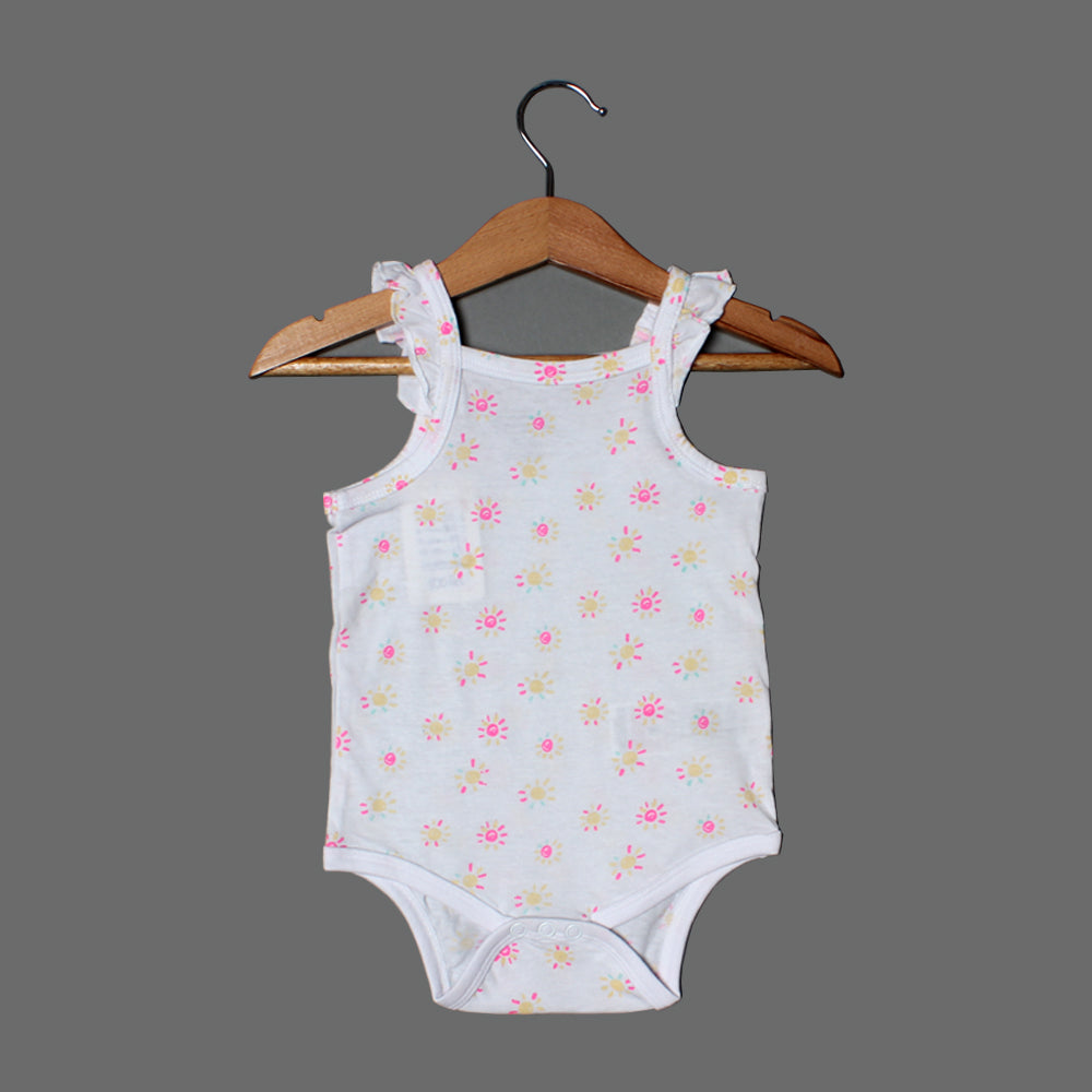NEW WHITE FLOWERS PRINTED ROMPER FOR GIRLS