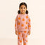 Light Purple Orange Print Terry Fabric Suit For Winters
