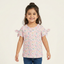 PURPLE FLOWERS WITH BOW SLEEVES PRINTED T-SHIRT TOP FOR GIRLS