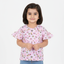 BABY PINK BIG FLOWERS FRIL SLEEVES PRINTED T-SHIRT TOP FOR GIRLS
