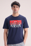 Navy Blue Denim Roger Print T-Shirt For Men