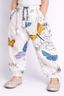 WHITE WITH BIG BUTTERFLIES PRINTED FRIL POCKETS PAJAMA FOR GIRLS