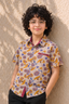 CREAM LIGHT LEAVES PRINT HALF SLEEVES SHIRT FOR BOYS
