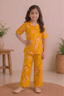 Yellow Flowers Print Cotton Suit For Girls