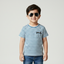 WHITE WITH BLUE STRIPES PANDA HALF SLEEVES T-SHIRT FOR BOYS