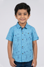 Blue Shark Print Half Sleeves Casual Shirt