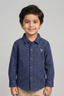 Navy Blue Polka Dots Print Half Sleeves Casual Shirt