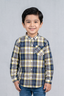White With Yellow Blue Checkered Full Sleeves Single Pocket Shirt