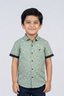 Light Green Flowers Print Half Sleeves Casual Shirt