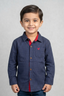 Black With Blue Flowers Print Single Pocket Full Sleeves Casual Shirt