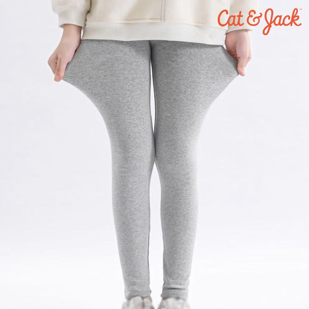 HAZEL GREY PLAIN FLEECE WARM LEGGING TROUSER FOR GIRLS