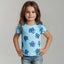 SEA GREEN BIG FLOWERS PRINT T-SHIRT TOP FOR GIRLS