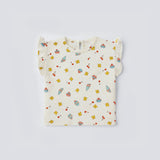 WHITE "FLOWERS & MUFFINS" T-SHIRT TOP FOR GIRLS