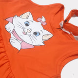 ORANGE WITH HAIR BAND KITTEN PRINT FROCK FOR GIRLS