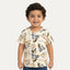 Cream Snoopy Peanuts Print Half Sleeves T-Shirt For Boys