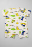Cream Stripes Dream Dino Print Half Body Romper For Boys