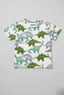 White Dino Print Half Sleeves T-Shirt For Boys