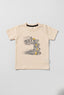 Cream Clever Dino Print T-Shirt For Boys