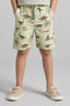 Green Dino Print Cotton Fabric Shorts For Unisex