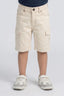 Cream Denim Plain Cargo Pocket Shorts For Unisex