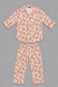 Brown Pink Flowers Co-ord Ribbed Fabric Suit For Women