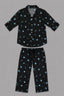 Black Flowers Print Co-ord Ribbed Fabric Suit For Women