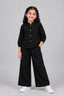 Black Plain Linen Fabric Suit For Girls