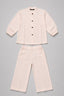 Baby Pink Plain Linen Fabric Suit For Girls