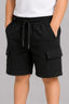 Black Double Pocket Jersy Fabric Shorts For Boys