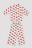 White Cherry Print Co-Ord Linen Fabric Suit