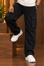 Black Cargo Comfort Knit Fabric Trouser