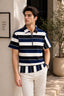 Blue Striper Zipper Relax Fit Tees