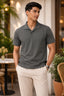 Grey Jonny Colar Flexora Silk Relax Fit Polo