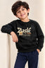 Black Basik Jackard Fleece Fabric Sweatshirt