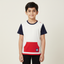 CREAM WITH BLUE SLEEVES FRONT POCKET HALF SLEEVES T-SHIRT
