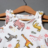 NEW WHITE ANIMALS PRINTED ROMPER FOR GIRLS
