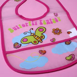 NEW PINK WITH POCKET PLASTIC BUTTERFLY FLOWER PRINTED BIB FOR BABIES