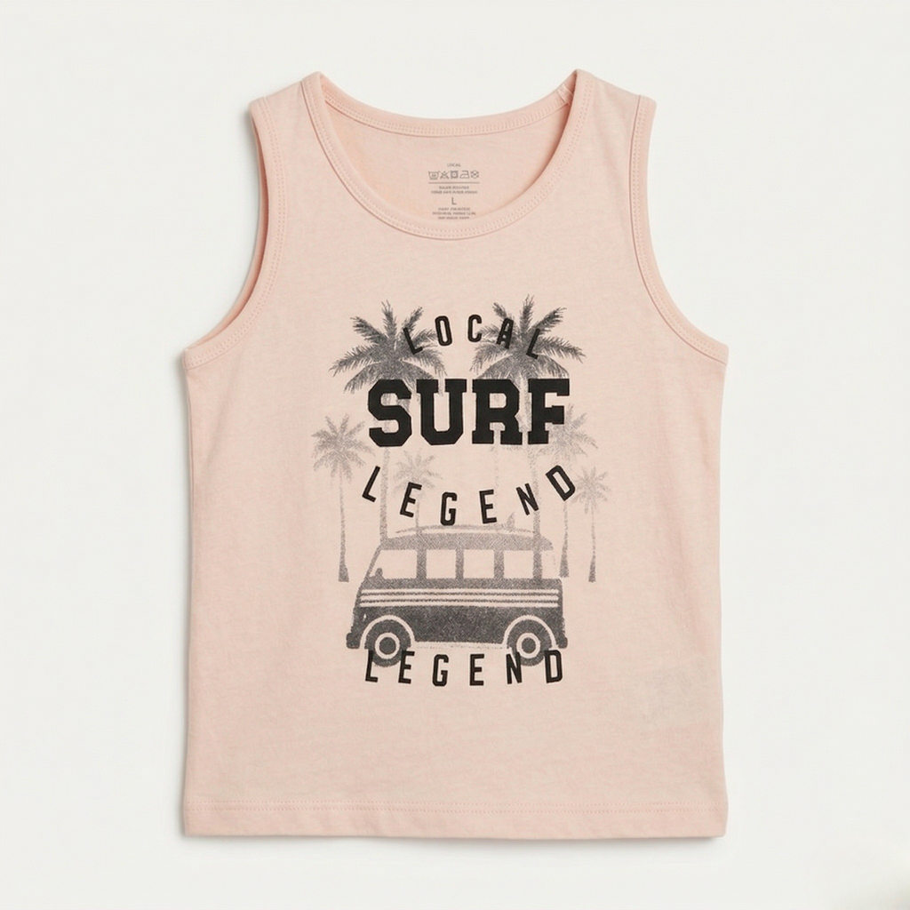 Pink Surf Legend Print Sando For Summers