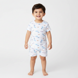 WHITE GLAD DINO PRINT HALF BODY ROMPER