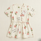 Cream With Rose Print Frock For Girls
