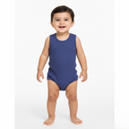 ROYAL BLUE PLAIN RIBBED FABRIC HALF BODY SLEEVES LESS ROMPER