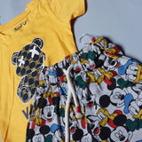 YELLOW VALUED PRINT WITH SHORTS COTTON JERSY FABRIC BABA SUIT